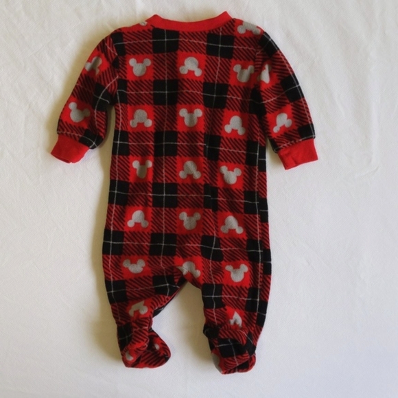 disney mickey mouse plaid fleece zipper footie sleeper pajamas 0-3 months baby - Picture 6 of 6